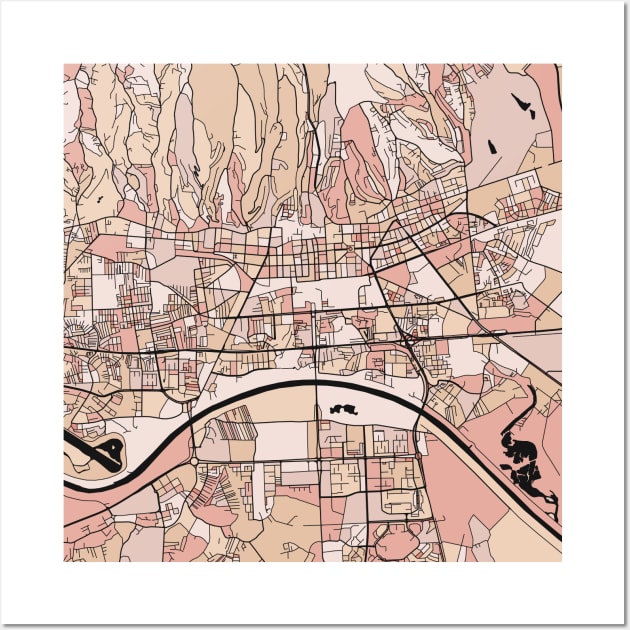 Zagreb Map Pattern in Soft Pink Pastels Wall Art by PatternMaps